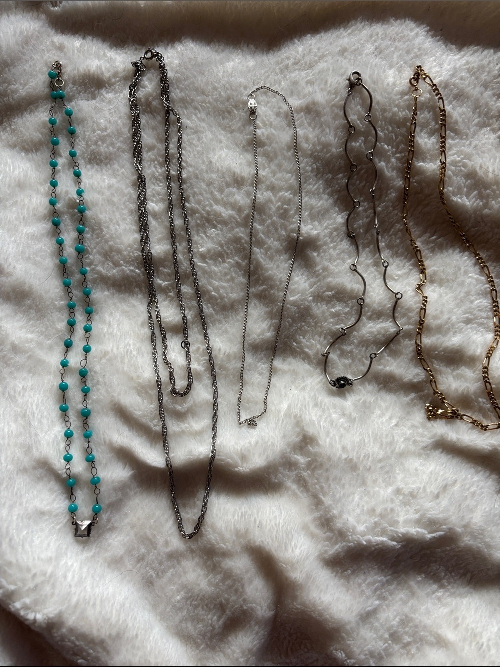 Turquoise Bead and Mixed Metal Necklace Set - Women Jewelry